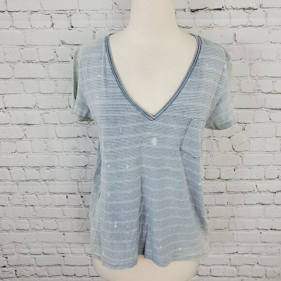 JOE'S JEANS Sienna Indigo Stripe Jersey Tee T-shirt Top XS NWT - Picture 2 of 7